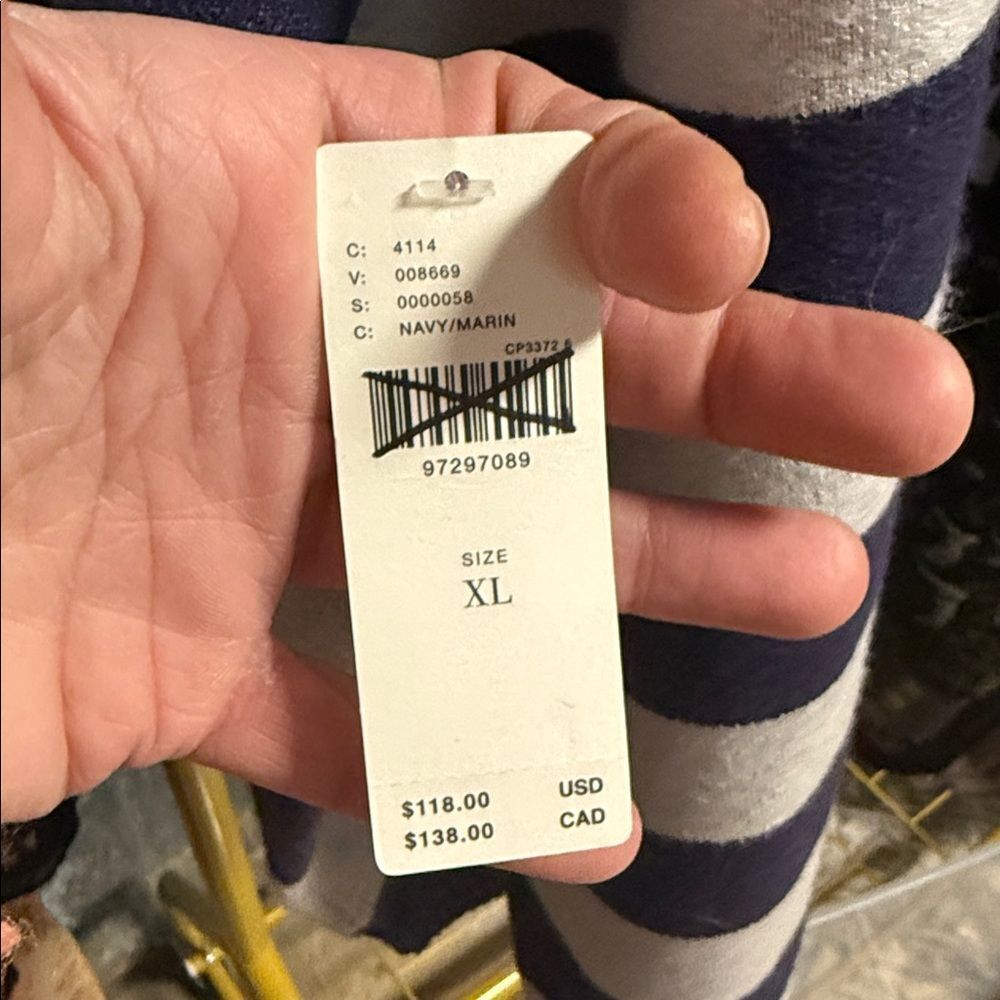 Maeve Anthropologie The Montana Striped Mock-Neck Half-Zip Sweater- Navy/White - Picture 5 of 5